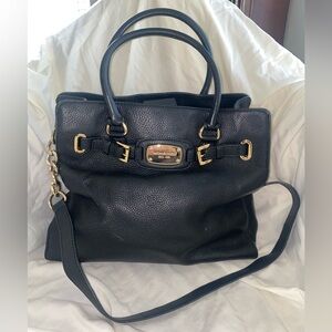 Michael‎ Kors Hamilton Black Satchel with Gold Accents